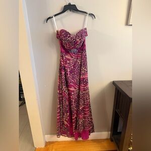 Paris Tony Bowls Strapless Leopard Print Formal Gown Size 10